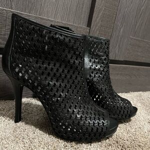 Gianni Bini Black Cutout Heeled Boots